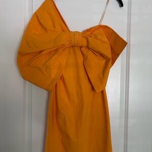Zara Orange Mini Dress with Bow Detail